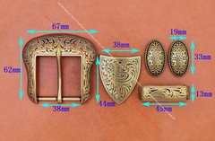 Antique Brass Western Cowboy Rodeo Floral 5 pcs Set Belt Buckle fit 1-1/2&Prime; Belt