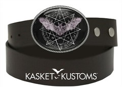 Occult Bat Belt Buckle – Gothic Esoteric Pentagram Symbol Handmade Buckle – 821