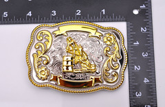 Texas Long Huge Ride Rodeo Cowboy Western Barrel Racing Gold Shine Belt Buckle
