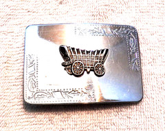 CLASSIC BELT BUCKLE SOUTHWESTERN COVERED WAGON TRAIN WHEELS SILVER TONE BB15