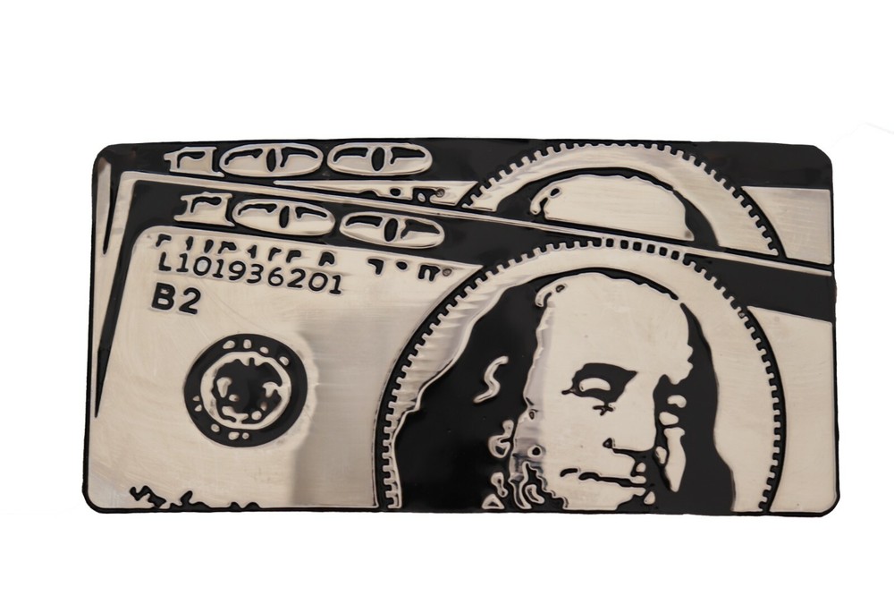 New Men Silver Metal Belt Buckle Hip Hop Street Fashion Clubwear 100$ Bill Money