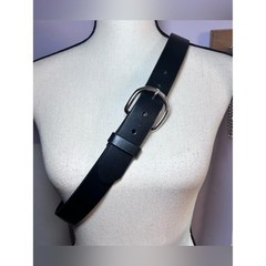 Tony Lama Men&rsquo;s 38 Smooth Black Leather Belt with Silver Buckle USA