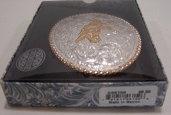 Crumrine Western Belt Buckle Bull Rider Rope Edge Silver Bronze C06150