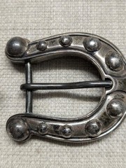 vintage KIESELSTEIN CORD belt buckle set STERLING SILVER horse-shoe 3PC western