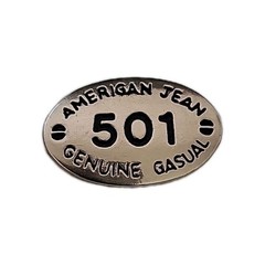 LEVI&rsquo;S AMERICAN 501 JEANS Silver Chrome 4 Pc Belt Buckle. Holder. Metal Insignia