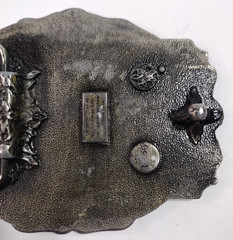 Belt Buckle Winchester Western Pewter Silver Tone Vintage 3.5&Prime; x 2.75&Prime;