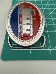 Diesel Locomotive Train Belt Buckle Railroad Enamel Oval Americana Vintage