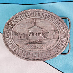 Vtg 80s/ 90s Cassoday Kansas Belt Buckle Lot of 9 Prairie Queen Festival