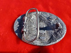 VINTAGE 1994 BERGMOT WOLF HOWLING MADE IN U.S.A. BELT BUCKLE