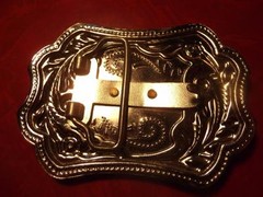 Silver toned Belt Buckle w/ Eagle Emblem Light Weight EUC