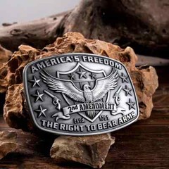 America Second Amendment Belt Buckle 2A, 2nd, Freedom, Guns, Right to Bear Arms