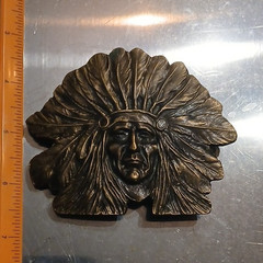 Vintage Solid Brass Bronze Sitting Bull Buckle