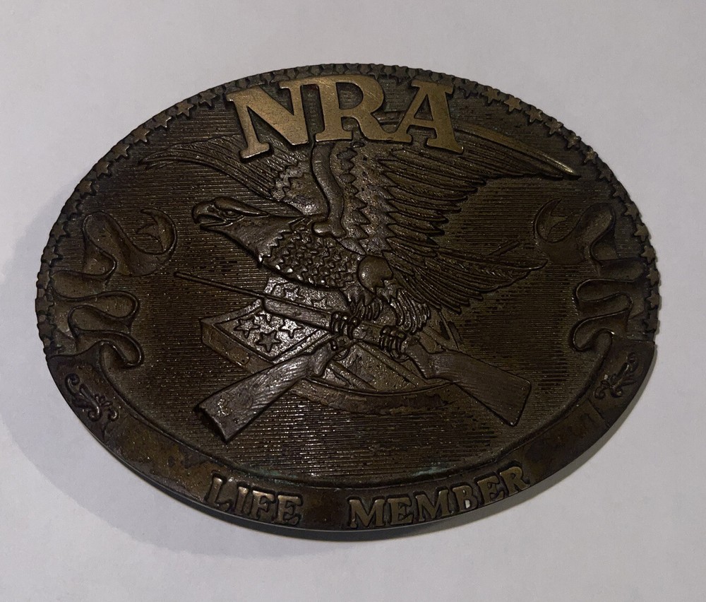 NRA LIFE MEMBER 1985 COLLECTORS EDIT. SOLID BRASS BELT BUCKLE THE NORMAN FOUNDRY