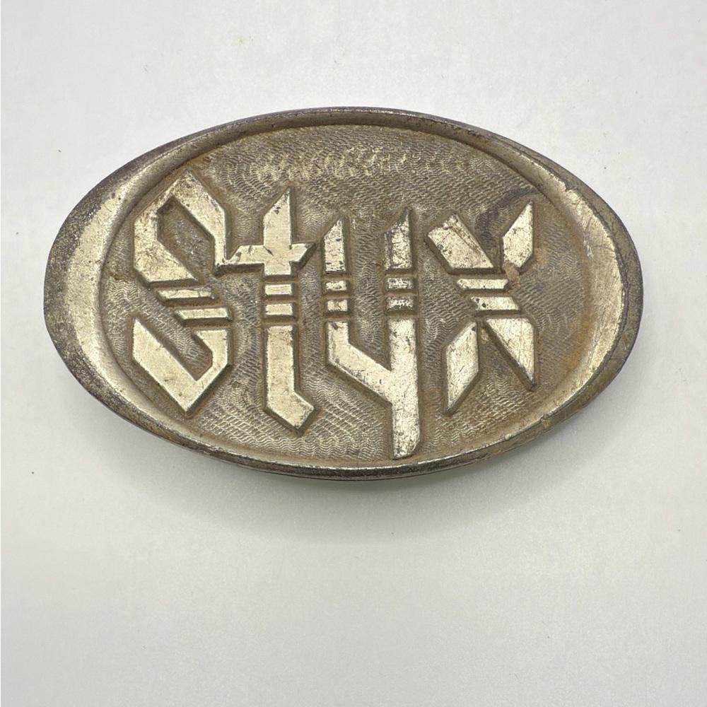 Vintage A&M Records & Tapes Styx Rock Band Silver Tone Belt Buckle Collectible