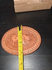 Handmade Tooled Leather Bear Belt Buckle Rust Brown 4.5&Prime; X 3.5&Prime;