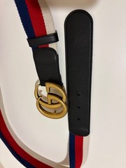GUCCI Pre-Owned Double Buckle Web Stripe Belt