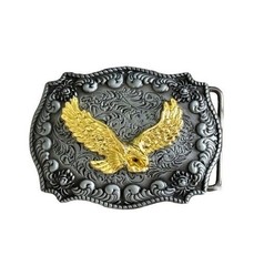Belt Buckle Flying Eagle Western Cowboy Silver Tone 3.5×2.5 Fits 1.5” Belt