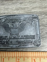 Vintage NRA Leadership Award Freedom Belt Buckle Pewter Eagle 1982 80s