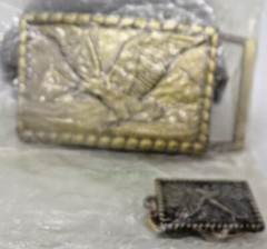 Vintage Brass Belt Buckle American Western Eagle With Keychain New old Stock