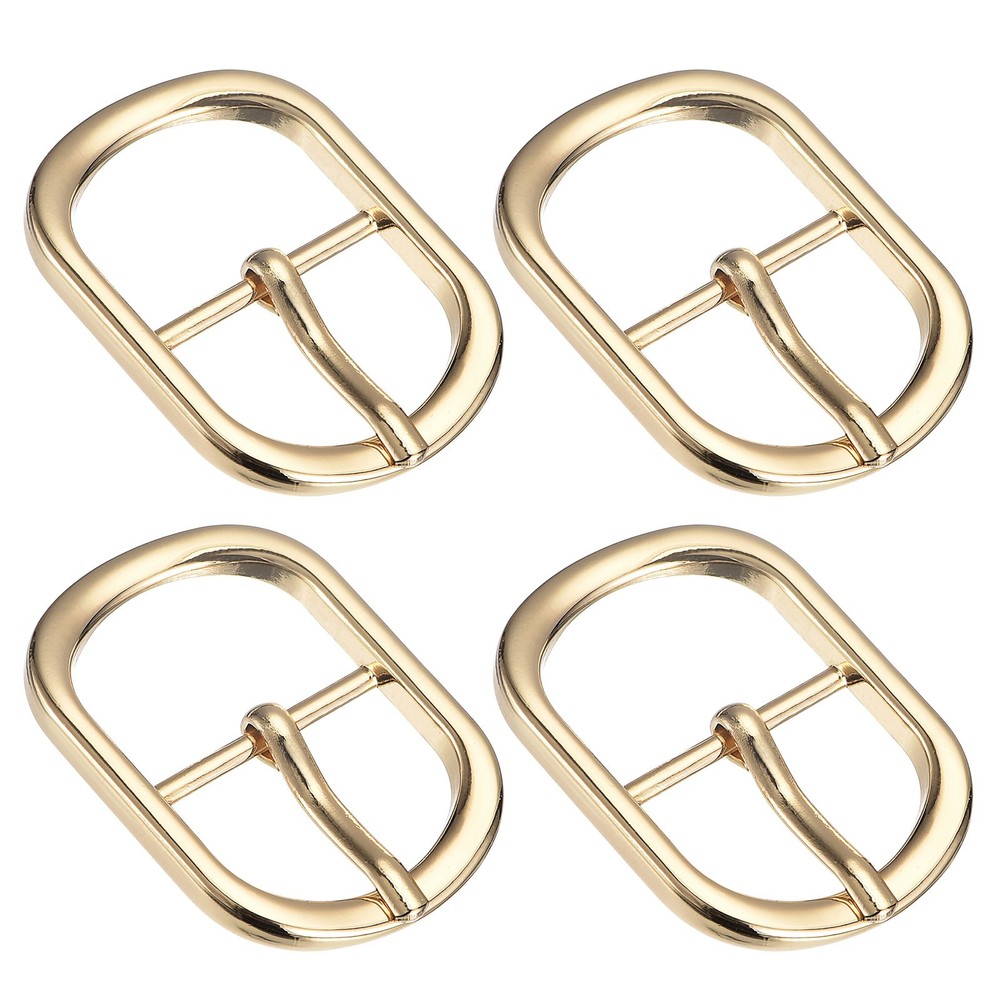 4Pcs 0.94&Prime; Single Prong Belt Buckle Oval Center Bar Buckles for Belt, Gold