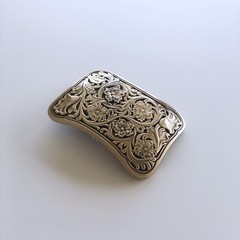 Western Flower Southwest Cowboy Cowgirl Rectangle Solid Brass Belt Buckle