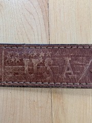 Western Belt Buckle with Horse &lsquo;End of the Trail&rsquo; leather embossed USA Belt