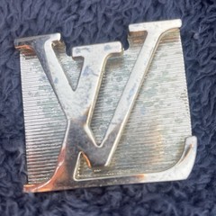 Vtg Louis Vuitton Gold Tone Belt Buckle Iconic LV Engraved Logo Y2K Distressed