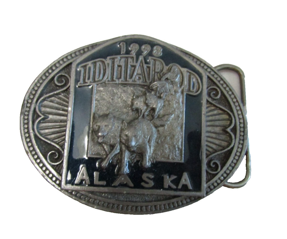 Vintage 1998 Official Trail Committee Iditarod Alaska Belt Buckle- Dogsled Race