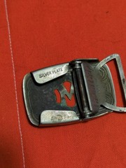 vintage 1940s antique SILVER PLATE belt buckle « M » brass GIANT GRIP western
