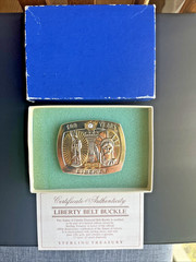 100 Years of Liberty 1886-1986 Belt Buckle – Sterling Treasury Original Box NOS