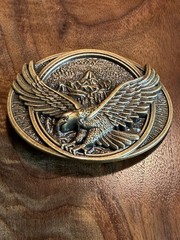 Men&rsquo;s American Eagle Belt Buckle USA Proud Antique Bronze Tone Fits 1.5&Prime; Belt