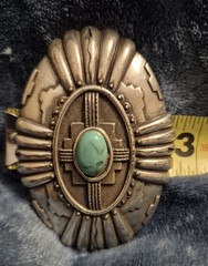 Ivan Metal Southwestern Silver Tone Turquoise Stone Belt Buckle