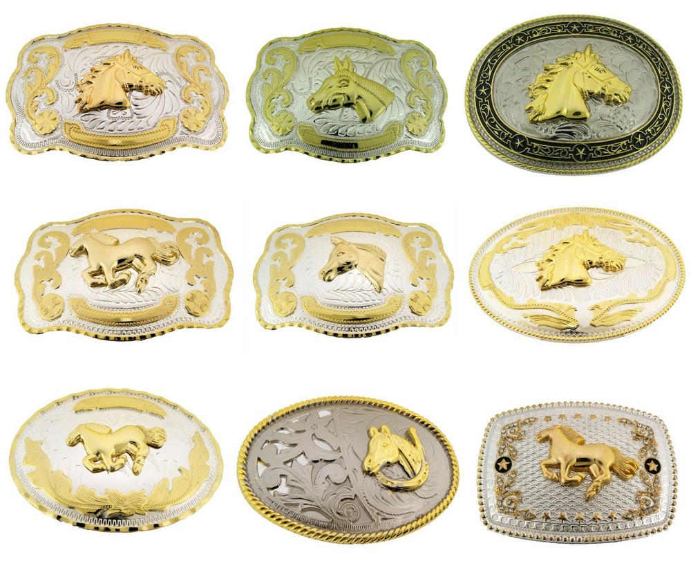 Horse Head Belt Buckle Western Rodeo Costume Horseshoes New Men Women Cowboy Big