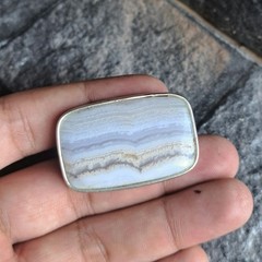 Blue Lace Agate Belt Buckle Silver Plated Natural Stone Western Boho Unisex