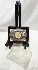 Rainy Mountain An American JFK Bronze Medal Solid Brass Belt Buckle COA Box NOS