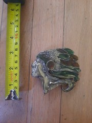 Limited Edition Vintage Indian Head Belt Buckle Brass and Enamel Fill – USA