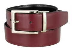 Men&rsquo;s Belt Genuine Leather Reversible Rotated 34, Silver Buckle-burg/Blk