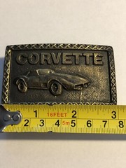 Vintage 1970&rsquo;s Solid Brass Chevy Corvette Belt Buckle