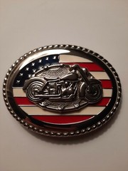 U.S.A. Flag Motorcycle Metal Belt Buckle *Heavy* Buckle Only United States