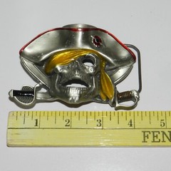 Vintage Pirate Skull Crossbones Cross Swords Belt Buckle Halloween Costume