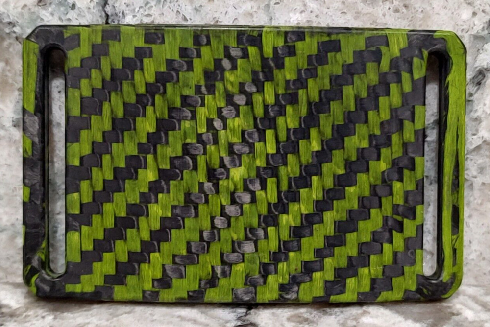 GRIP6 BELT BUCKLE – DARK MATTER CARBON FIBER with YELLOW – 1.5 INCH WIDE
