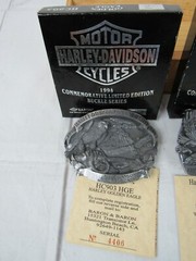 Harley-Davidson Motorcycles 1994 Commemorative Eagle Buckle Set Wood Box New