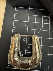 Sterling Silver 10K Gold Overlay Western 4 Pc Belt Buckle Set GN34 Mexico