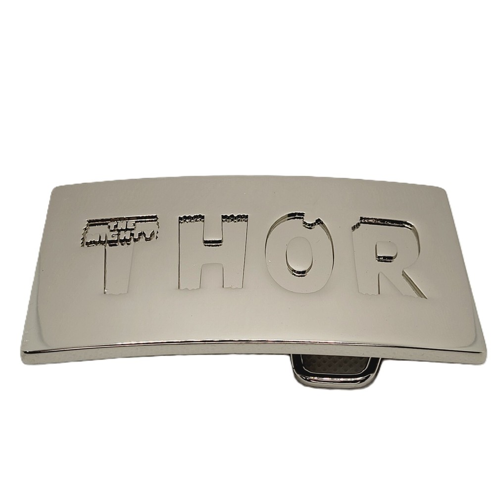 The Mighty THOR Solid Metal Men&rsquo;s Belt Buckle Silver Shiny Chrome Marvel 2011