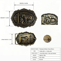 GRAERRY Western Belt Buckle Kneeling Praying Medium, 018 Christian Bronze