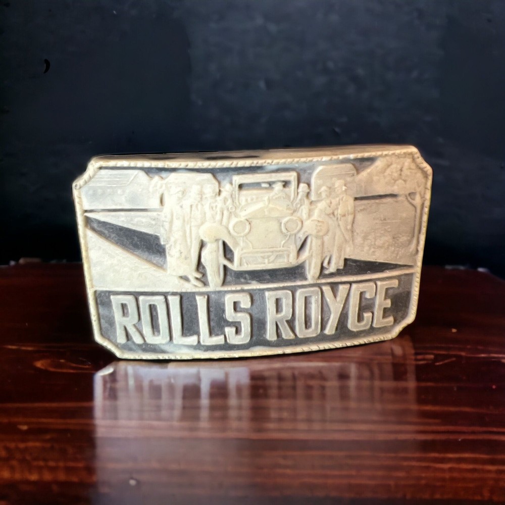 Vintage Rolls Royce Faux Marble Automative Auto Belt Buckle