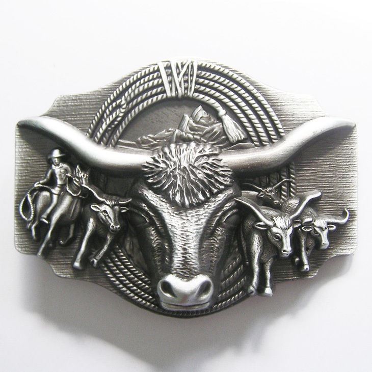 Original Longhorn Bull Bulls Cowboy Rodeo Western Metal Belt Buckle