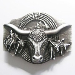 Original Longhorn Bull Bulls Cowboy Rodeo Western Metal Belt Buckle