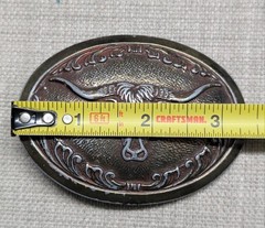 vintage 1970s belt buckle BRASS copper STEER bull texas WESTERN cowboy rodeo