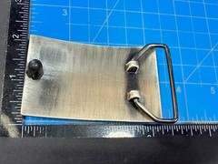 Hand Cuffs Raised Handcuffs on Silver Color Rectangular Belt Buckle